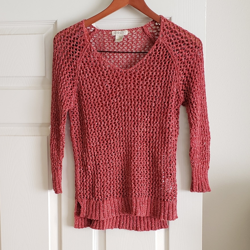 Lucky Brand XS Crochet Knit Sweater Top Excellent - Picture 1 of 6